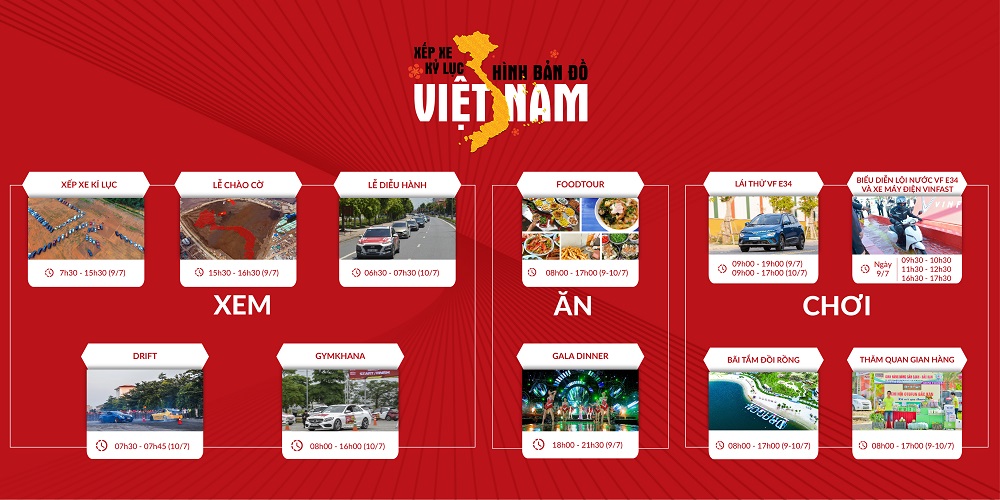 Lịch trình xếp xe kỷ lục hình bản đồ Việt Nam 2022 thumb